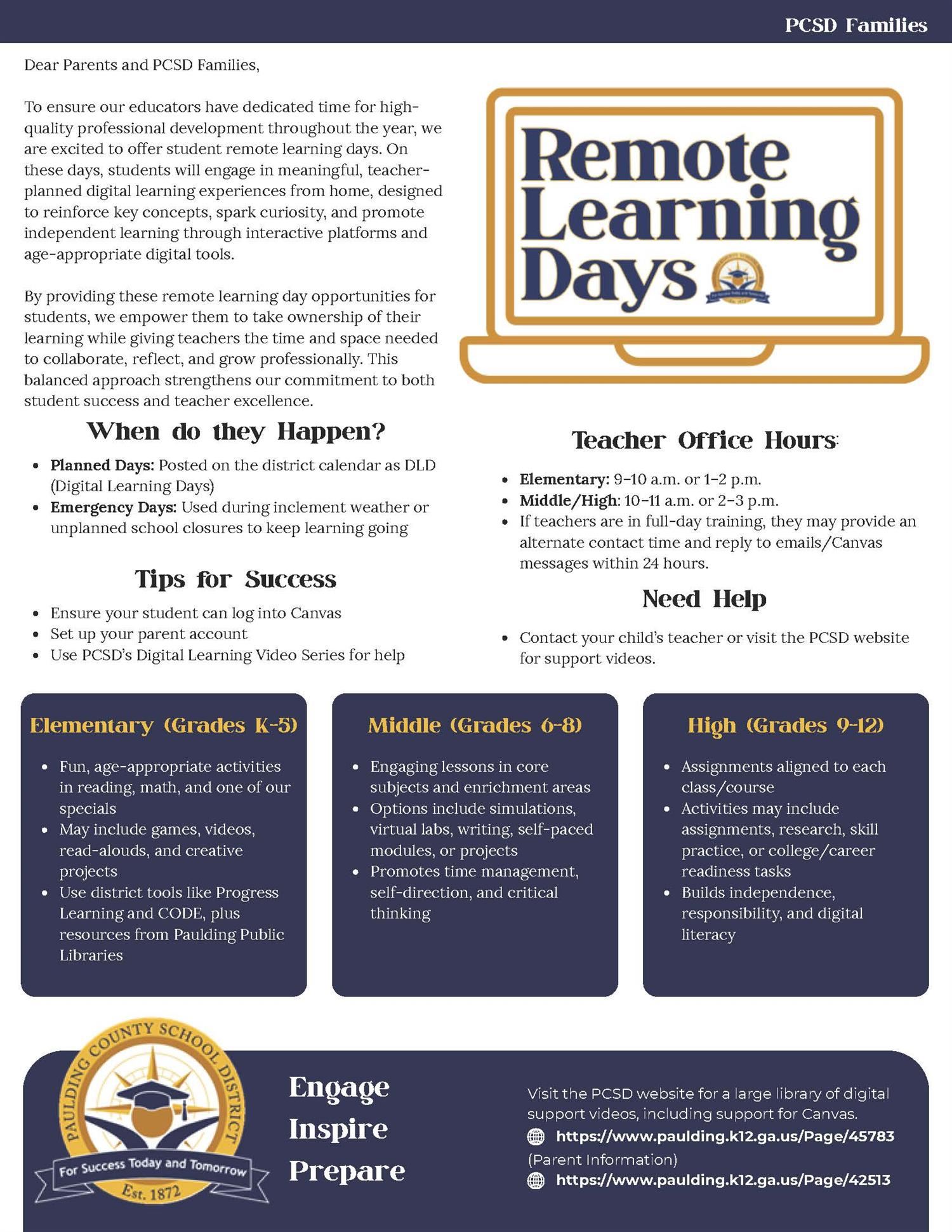 Remote Learning Days graphic